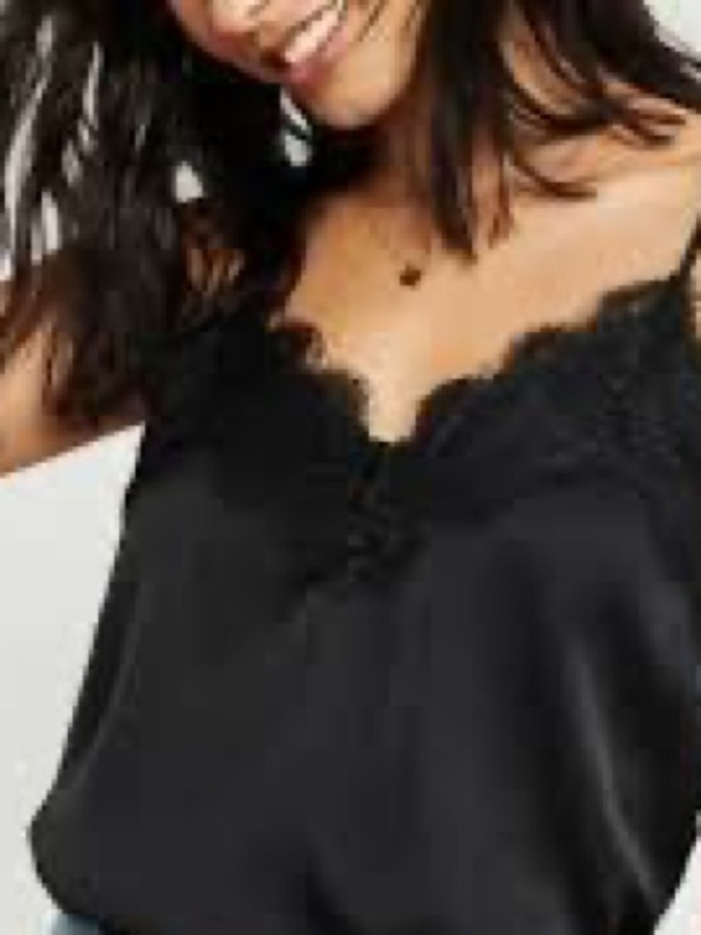 Abercrombie & Fitch Black Satin Lace-Trim Cami